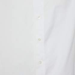 Armani Collezioni White Diagonal Striped Cotton Button Down Shirt M