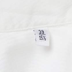 Armani Collezioni White Diagonal Striped Cotton Button Down Shirt M