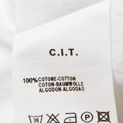 Armani Collezioni White Diagonal Striped Cotton Button Down Shirt M