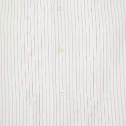Armani Collezioni White Striped Cotton Long Sleeve Shirt M