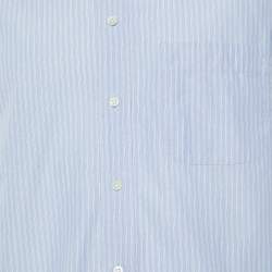 Pre Owned Armani Collezioni Blue Striped Cotton Long Sleeve Shirt M