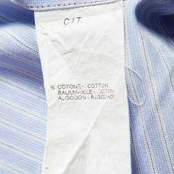 Pre Owned Armani Collezioni Blue Striped Cotton Long Sleeve Shirt M