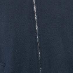 Pre Owned Armani Collezioni Navy Blue Wool Blend Knit Zip-Up Jacket XXL