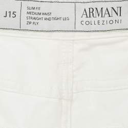 Pre Owned Armani Collezioni White Denim Slim Fit Jeans L Waist 35"