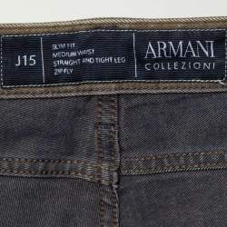Armani Collezioni Brown Stretch Cotton J15 Slim Fit Pants L