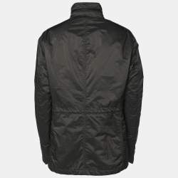 Armani Collezioni Dark Grey Stiped Nylon Zip-Up Jacket XXL