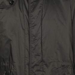 Armani Collezioni Dark Grey Stiped Nylon Zip-Up Jacket XXL