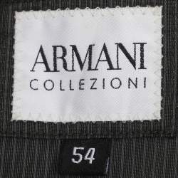 Armani Collezioni Dark Grey Stiped Nylon Zip-Up Jacket XXL