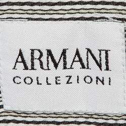 Armani Collezioni Black Striped Seer Sucker Cotton Long Sleeve Shirt XL