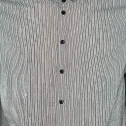 Armani Collezioni Black Striped Seer Sucker Cotton Long Sleeve Shirt XL