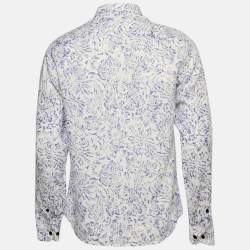 Armani Collezioni Blue/White Printed Cotton Long Sleeve Shirt M 