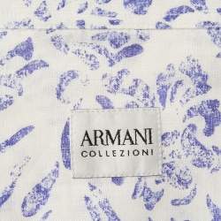 Armani Collezioni Blue/White Printed Cotton Long Sleeve Shirt M 