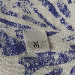 Armani Collezioni Blue/White Printed Cotton Long Sleeve Shirt M 