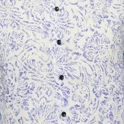 Armani Collezioni Blue/White Printed Cotton Long Sleeve Shirt M 