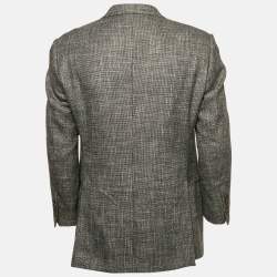Armani Collezioni Grey Cotton Blend Regular Fit Blazer L