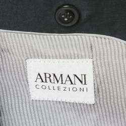 Armani Collezioni Navy Blue Linen Blend Regular Fit Blazer L