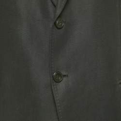 Armani Collezioni Navy Blue Linen Blend Regular Fit Blazer L
