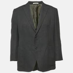 Armani Collezioni Black Linen Blend Sartorial Deco Blazer L