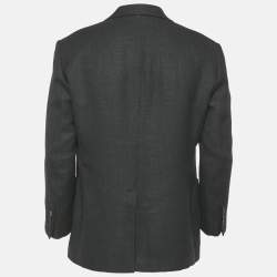 Armani Collezioni Black Linen Blend Sartorial Deco Blazer L