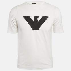 Armani Collezioni White Logo Embroidered Jersey T-Shirt XS