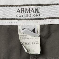 Armani Collezioni Grey Cotton Regular Fit Pants L/Waist 34"
