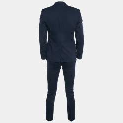 Pre Owned Armani Collezioni Navy Blue Pinstriped Wool Suit S