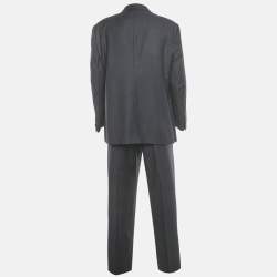 Pre Owned Armani Collezioni Midnight Blue Stripe Wool Borgo Pants Suit 4XL