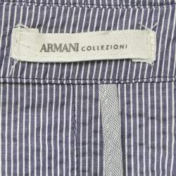 Pre Owned Armani Collezioni Blue Stripe Seersucker Cotton Blazer XL