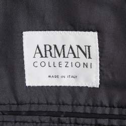 Pre Owned Armani Collezioni Midnight Blue Wool Blend Herringbone Blazer L