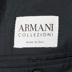 Pre Owned Armani Collezioni Black Pinstripe Wool Button Front Blazer XXL