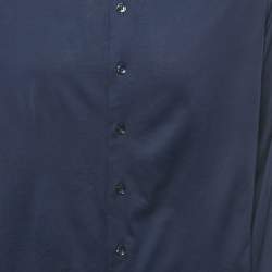 Pre Owned Armani Collezioni Navy Blue Cotton Full Sleeve Shirt XXL 