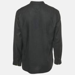 Pre Owned Armani Collezioni Black Patterned Cotton Blend Shirt XXL 