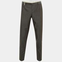 Pre Owned Armani Collezioni Grey Wool Regular Fit Pants XL
