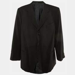 Pre Owned Armani Collezioni Black Wool Single Breasted Blazer 4XL