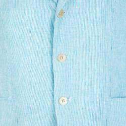 Pre Owned Armani Collezioni Blue Pinstriped Linen Blazer L
