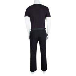 Pre Owned Armani Collezioni Black Buckled Waist Detail Tailored Trousers L