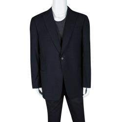 Pre Owned Armani Collezioni Navy Blue Wool Tailored Regualr Fit Blazer 3XL