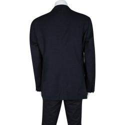 Pre Owned Armani Collezioni Navy Blue Wool Tailored Regualr Fit Blazer 3XL