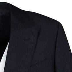 Pre Owned Armani Collezioni Navy Blue Wool Tailored Regualr Fit Blazer 3XL