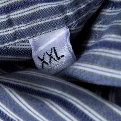 Pre Owned Armani Collezioni Grey Striped Long Sleeve Button Front Shirt XXL