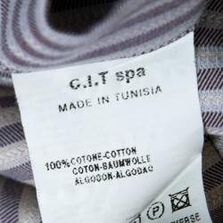 Pre Owned Armani Collezioni Grey Striped Cotton Long Sleeve Button Front Shirt 4XL