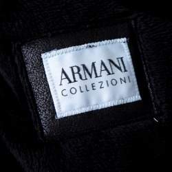 Pre Owned Armani Collezioni Black Faux Leather Shearling Lined Hooded Overcoat XXL