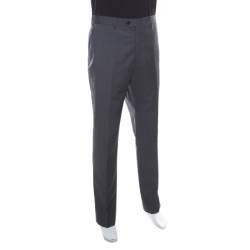 Armani Collezioni Grey Wool Tailored Trousers 4XL 
