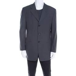Pre Owned Armani Collezioni Grey Wool Tailored Blazer L