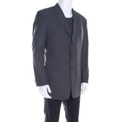 Pre Owned Armani Collezioni Grey Wool Tailored Blazer L