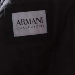 Armani Collezioni Dark Grey Wool and Fur Hooded Collar Detail Coat XXL 
