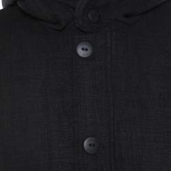 Armani Collezioni Dark Grey Wool and Fur Hooded Collar Detail Coat XXL 