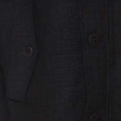 Armani Collezioni Dark Grey Wool and Fur Hooded Collar Detail Coat XXL 