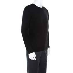 Armani Collezioni Black Textured  Wool Crew Neck Sweater L