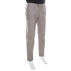 Pre Owned Armani Collezioni Grey Wool Blend Trousers L